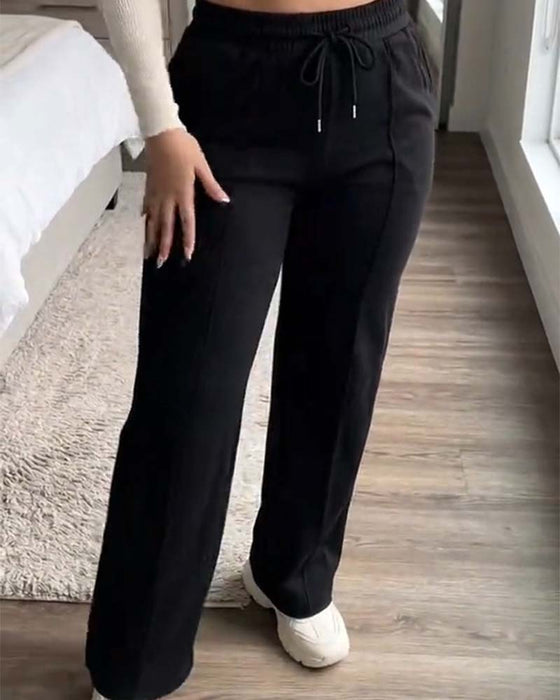 Drawstring Straight Leg Sweatpants