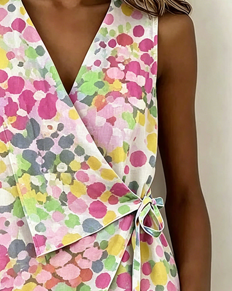 Sleeveless Colorful Printed Tank Top