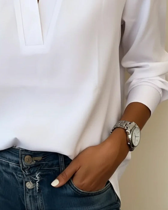 V-neck Three-quarter Sleeve Top