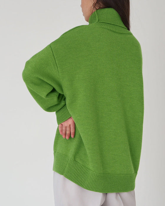Solid color turtleneck casual sweater