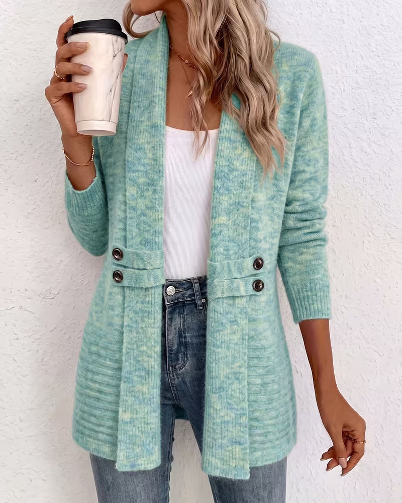 Solid Color Button Embellished Cardigan