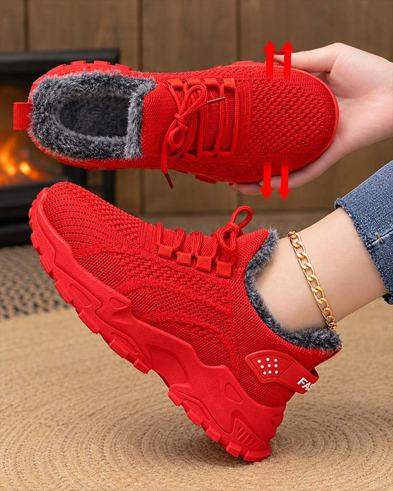 Thick Sole Fleece-Lined Snow Sneakers