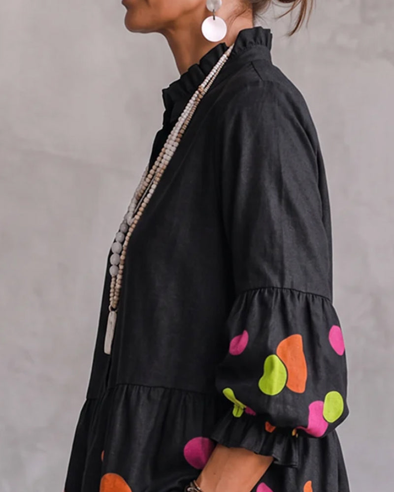 Colorful Polka-Dot Print Blouse