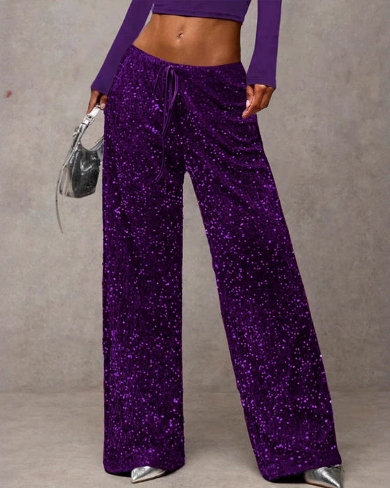 Fashionable Drawstring Straight-Leg Pants