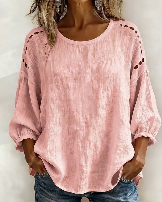 Hollow 100% Cotton Blouse