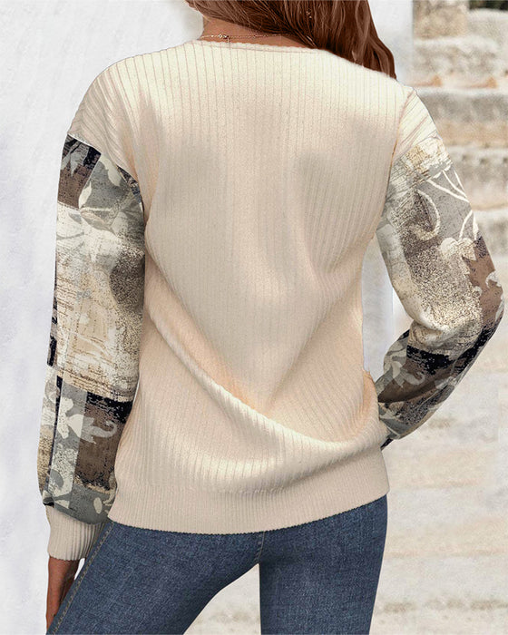 Casual Patchwork Floral Printed Sweatshirt