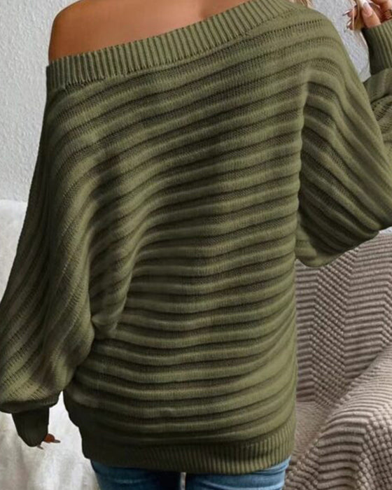 Solid color casual ribbed sweater