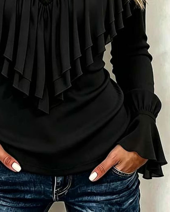 Ruffled Bell-Sleeve Blouse