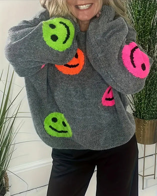Smiley Face Crew Neck Sweater