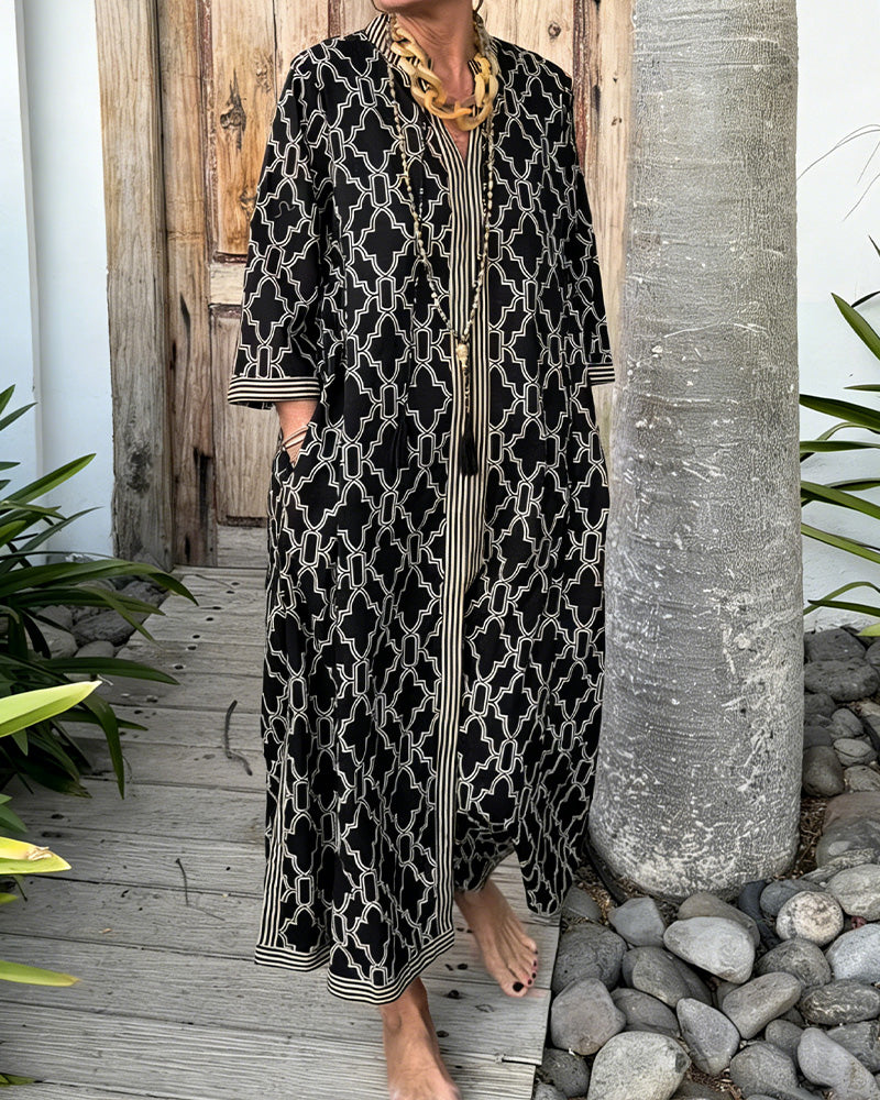 Geometric Print Maxi Dress