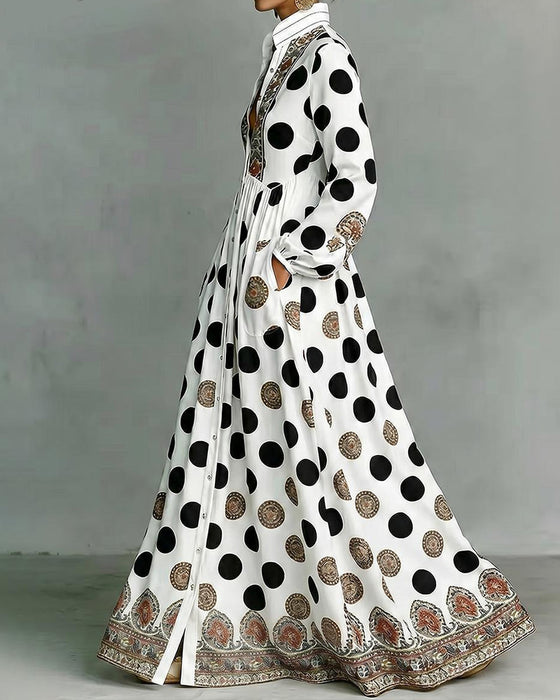 Stylish Large Polka Dot Full Skirt Dress