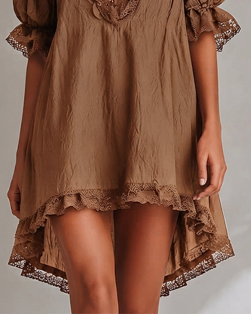 Lace Patchwork Asymmetrical Dress