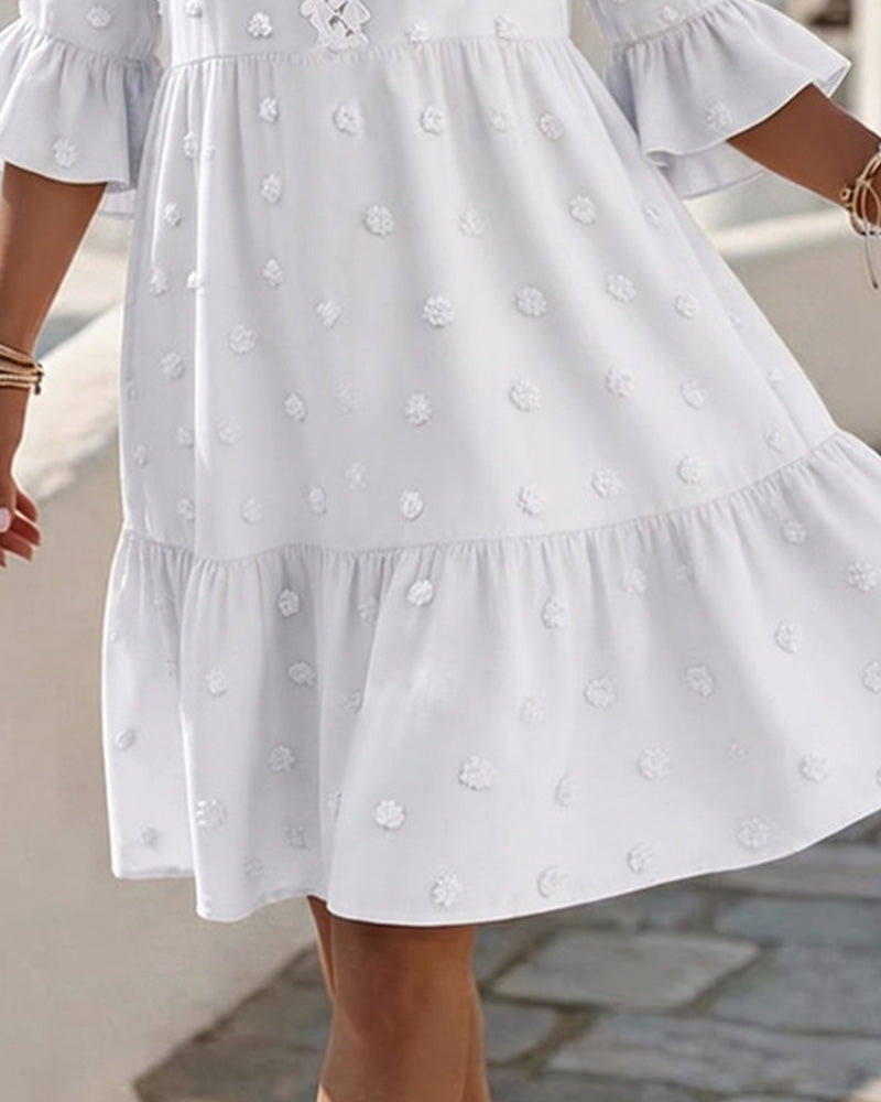 V-Neck Lace Patchwork Dress