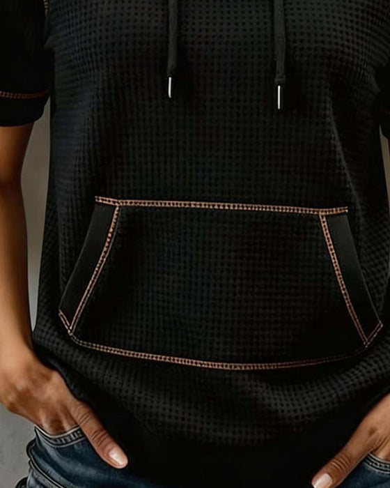Casual Drawstring Pocket T-Shirt