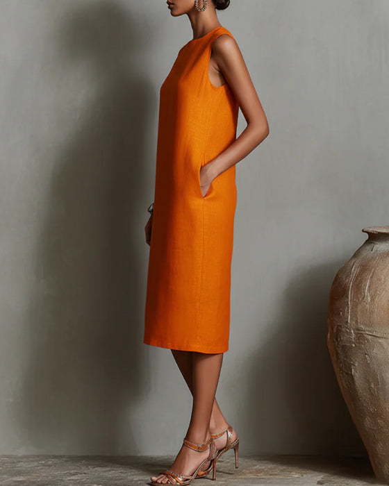 Casual Round Neck Sleeveless Dress
