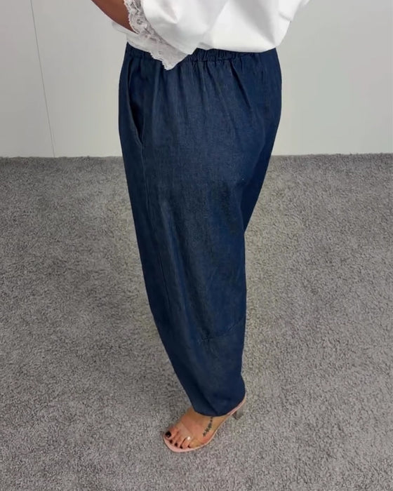 Stylish Pocket Denim Long Pants