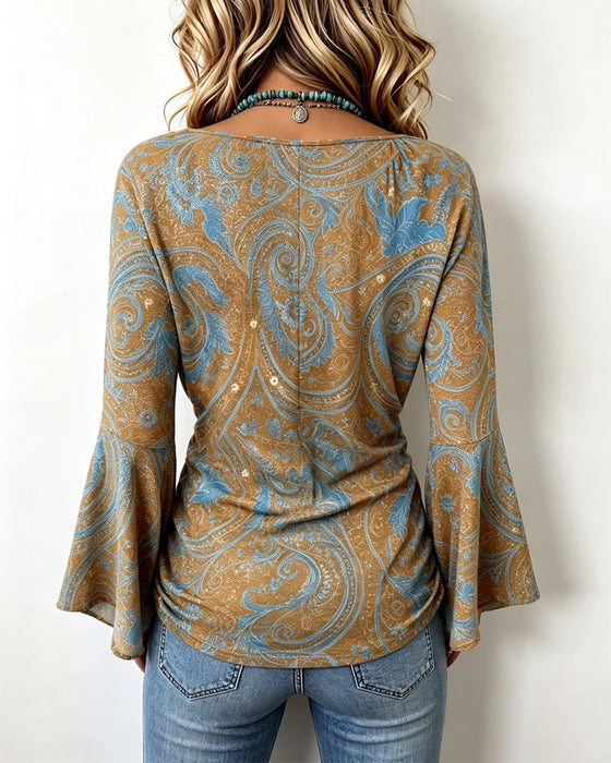 V-Neck Cross Ruffle Blouse