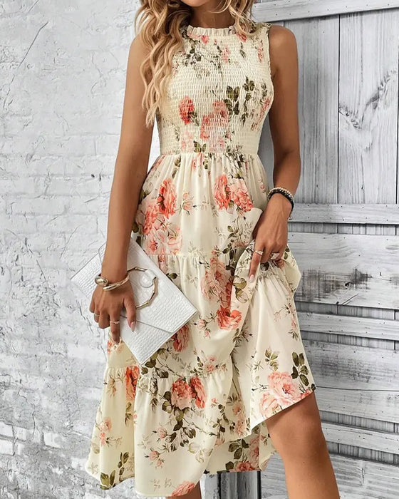 Floral Print Smocked Dress