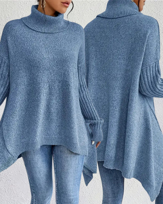 High Collar Irregular Loose Sweater