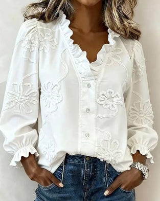 Ruffle Bubble Sleeve Blouse