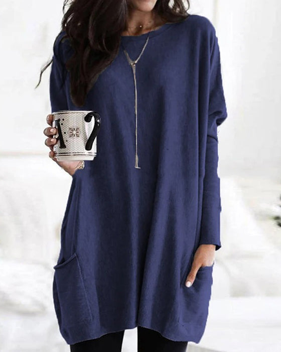 Long Sleeve Casual Pocket T-shirt