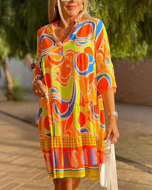 Colorful print casual dress