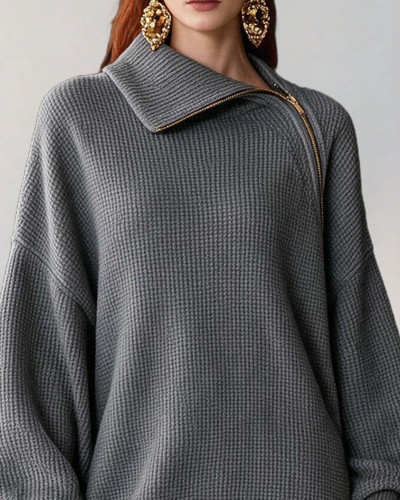 Fashion Zipper Long Knit Dress
