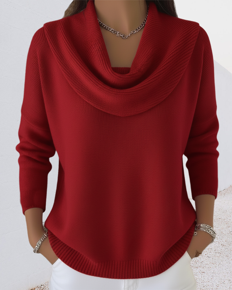 Solid Color Pile Collar Pullover Sweater
