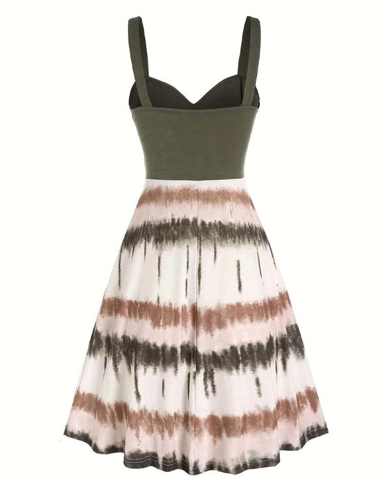 Tie-Dye Strappy Midi Dress