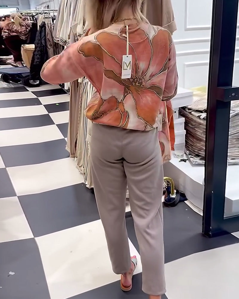 Crew Neck Printed Loose Sweater