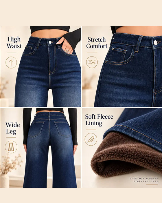 Fleece-Lined Wide-Leg Jeans