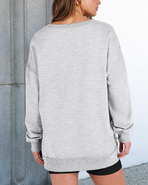 Small V-Neck Loose Casual Long Sleeve Sweatshirt