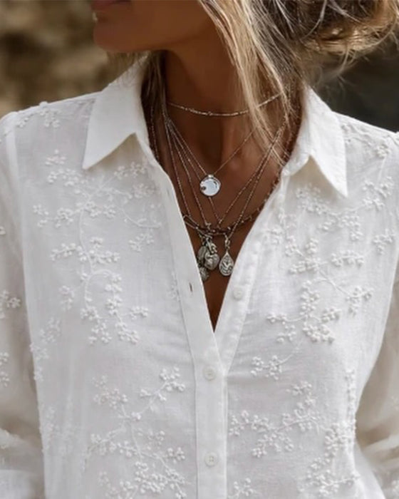 Stylish Lace Patchwork Solid Blouse
