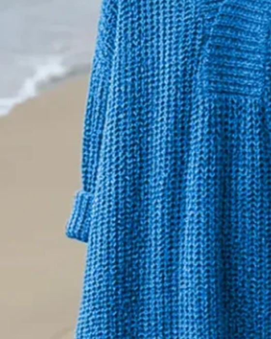 V-Neck Loose Solid Color Sweater Dress