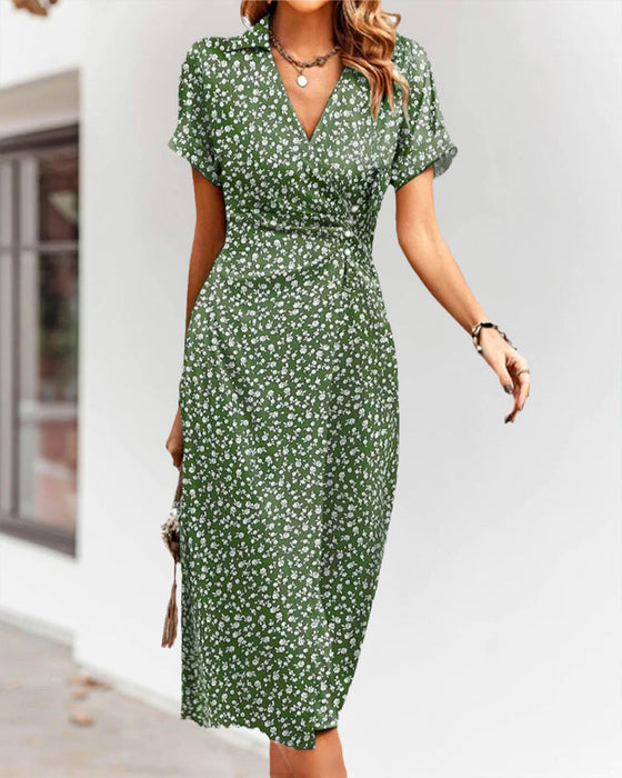 Floral print v-neck dress