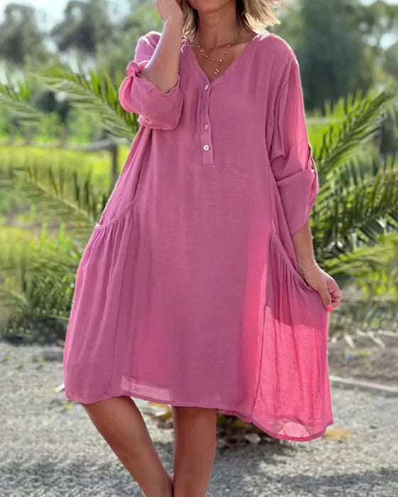Casual Loose Solid Color Dress