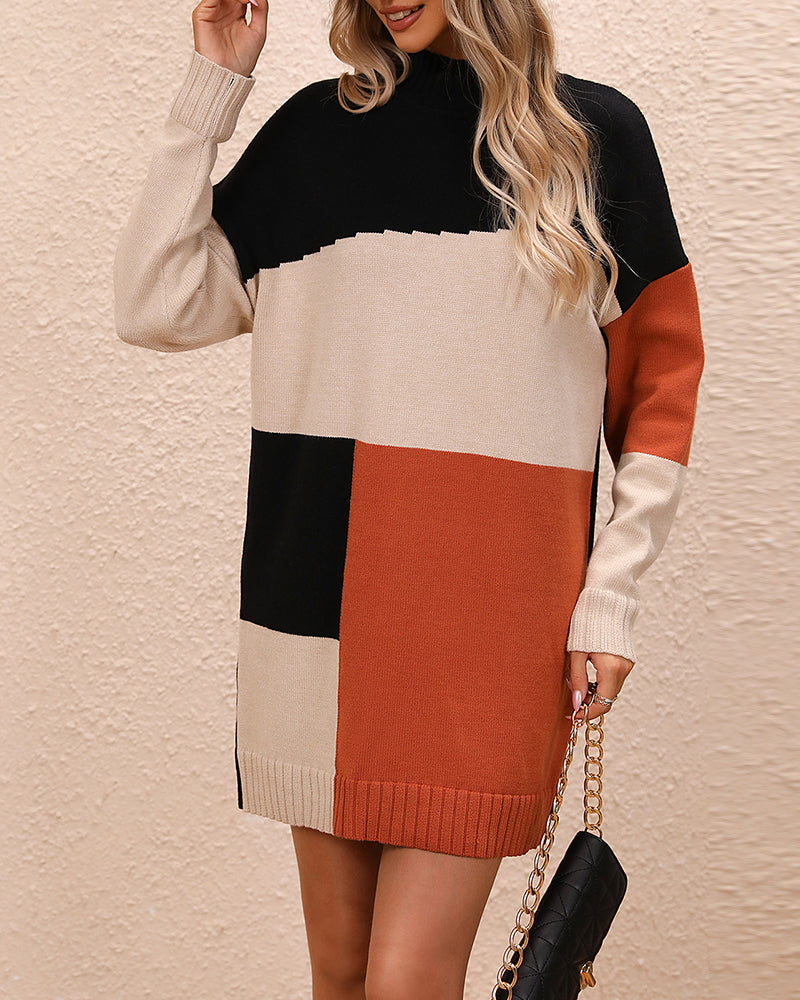 Casual Long Sweater with Crew Neck