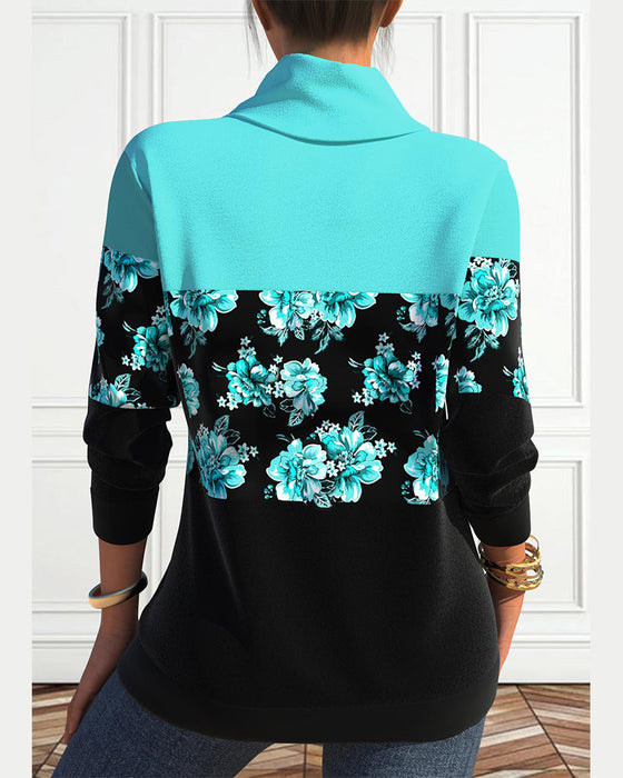 Floral print drawstring sweatshirt