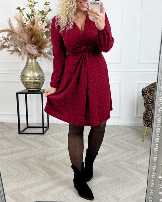 Solid color waist dress