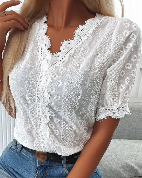 Eyelash Lace Short Sleeves