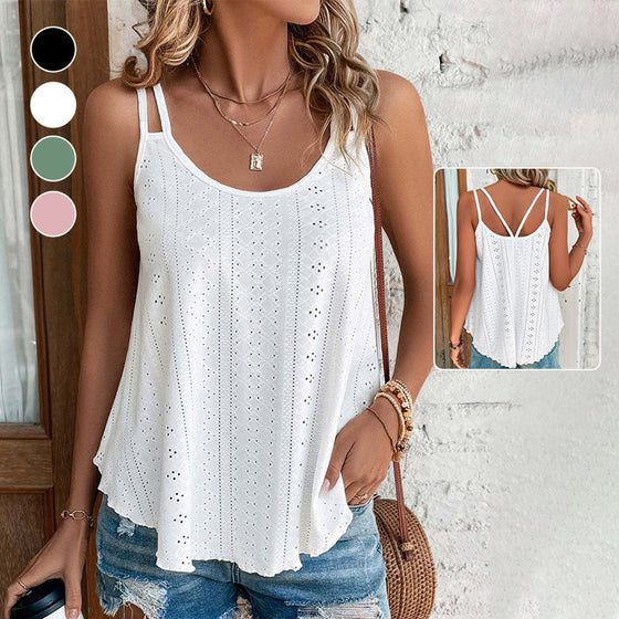 Solid Eyelet Embroidery Cami Top