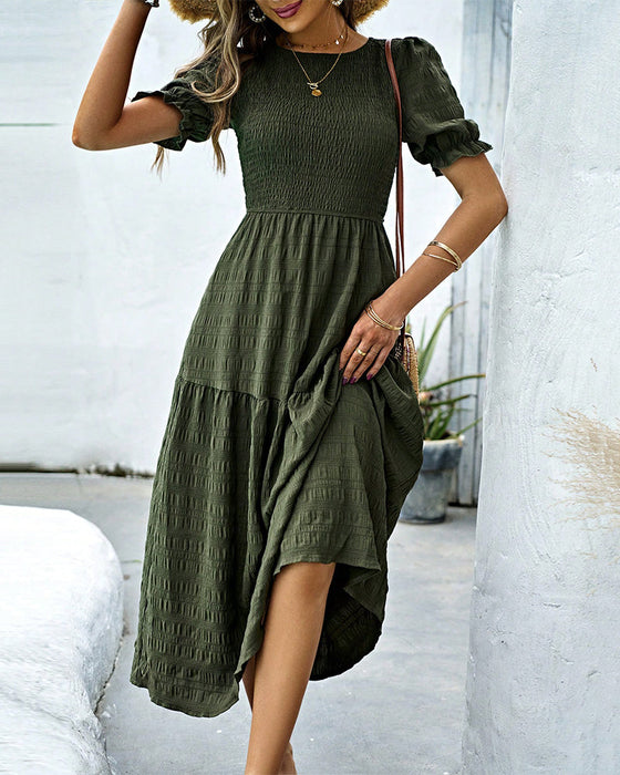Round neck Shirred Dress