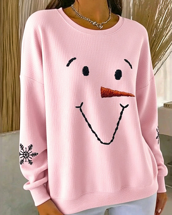 Snowman Printed Round-Neck Sweatshirt