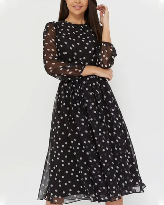 Elegant polka dot print dress