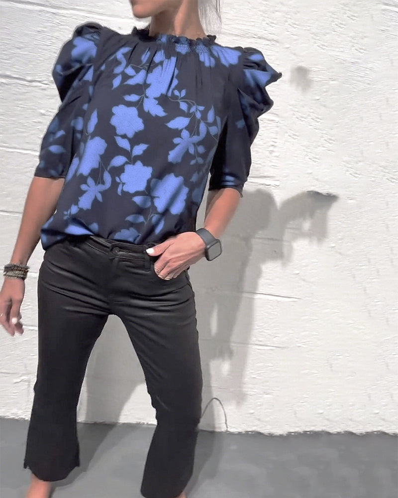 Puff Sleeve Ruffle Blouse