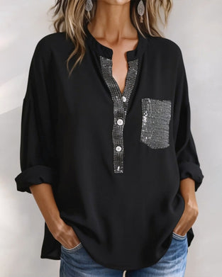 Sequin Patchwork Loose Casual Top