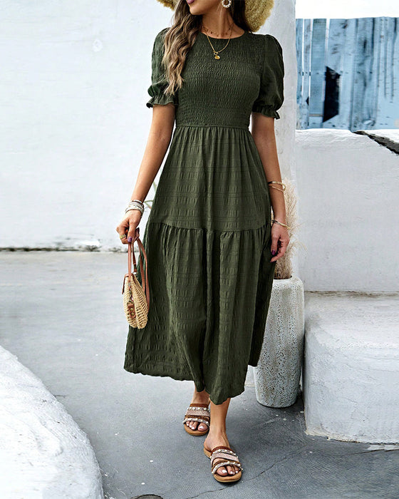 Round neck Shirred Dress