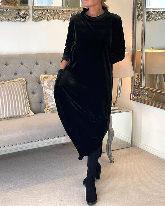 Pocket stand collar dress