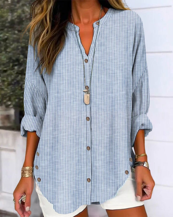 V-neck stripe print top