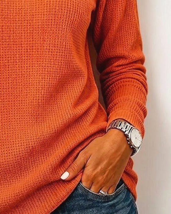 Casual Mock Neck Long Sleeve Blouse